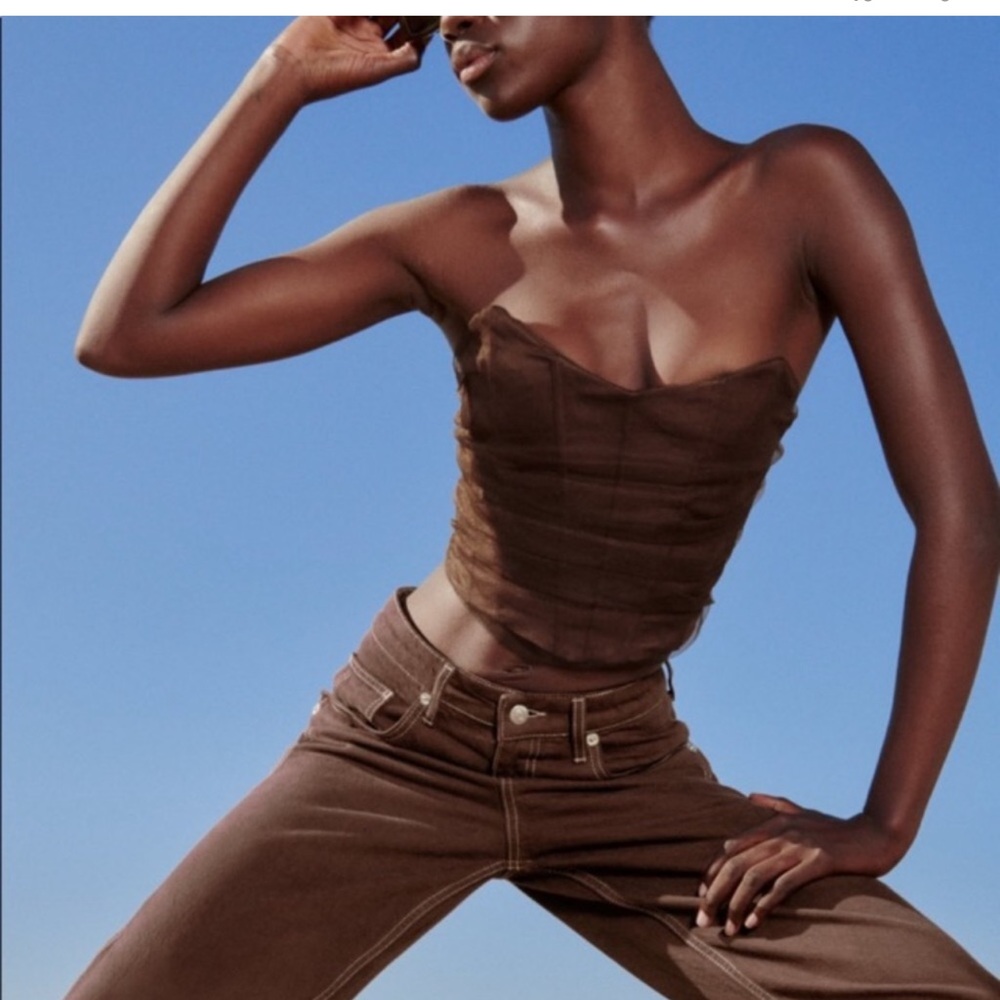 Zara Tulle Corset in Brown